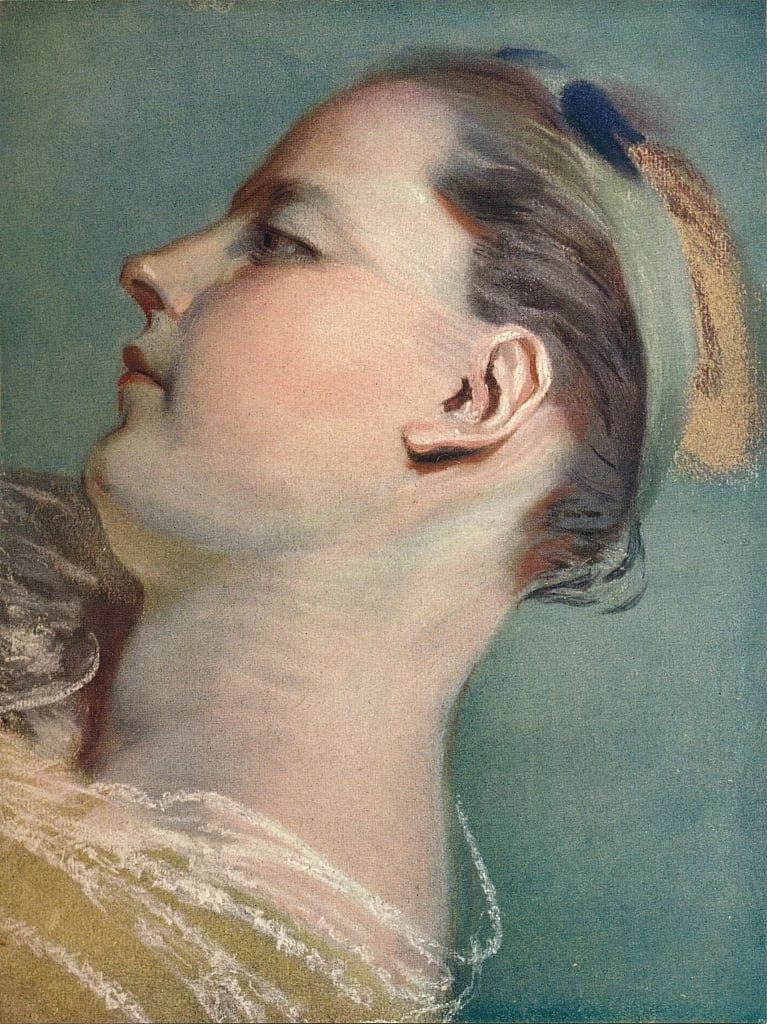 Ritratto di testa di donna inclinata
